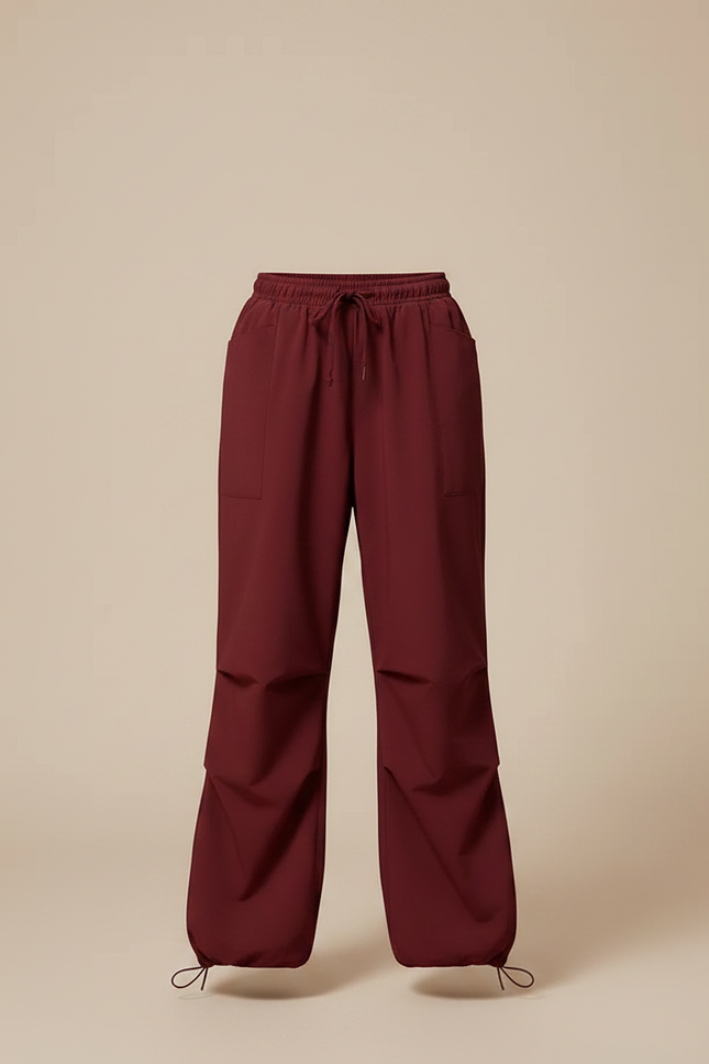 Pantalon Parachute Bordeaux Ample Décontracté Fille - Polyester - vue 3
