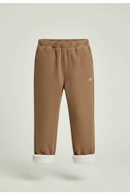 Pantalon Parachute Côtelé Marron Doublé Polaire Enfant - Cordé - vue 3
