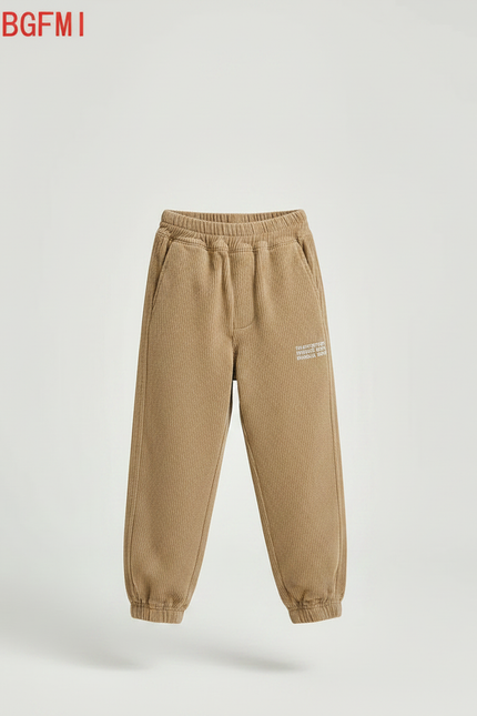 Pantalon Parachute Marron Côtelé Ample Décontracté Garçon - Camel Cordé - vue 3