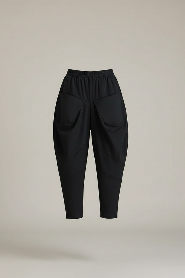 Pantalon Parachute Noir Ample Décontracté Femme Fluide - Polyester - vue 3