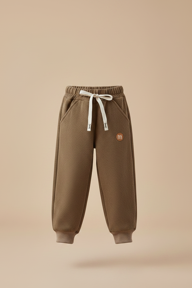 Pantalon Parachute Kaki Côtelé Molletonné Doux Enfant - vue 3
