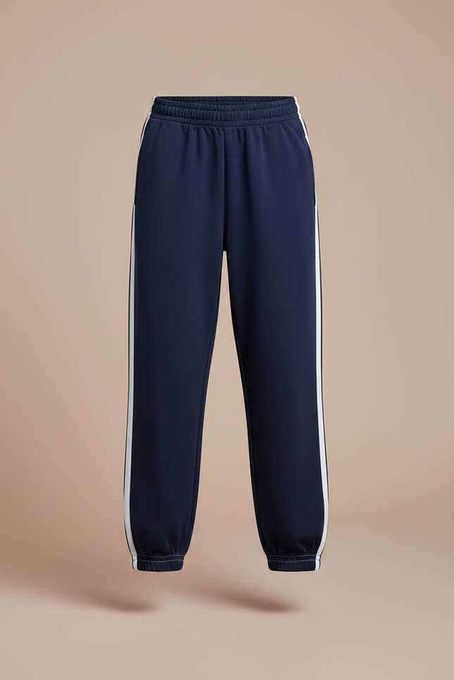 Pantalon Parachute Bleu Marine Ample Rayures Blanches Enfant - Molleton - vue 3