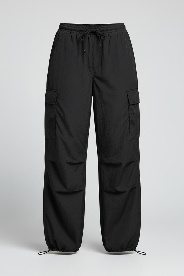 Pantalon Parachute Noir Cargo Ample Sport Femme - Polyester - vue 3