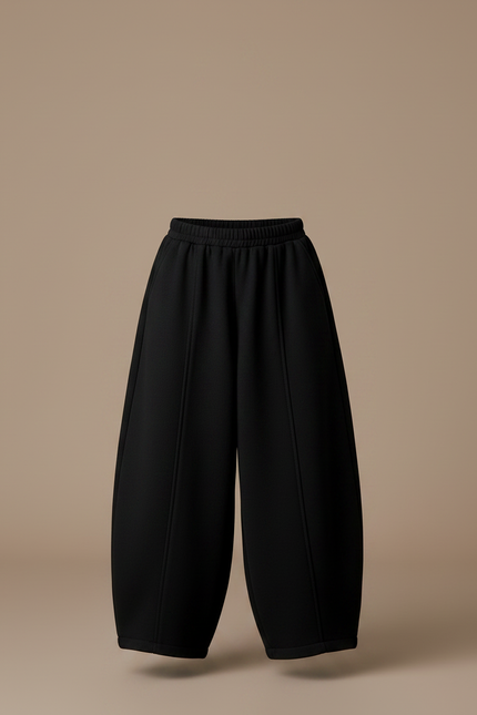 Pantalon Parachute Noir Ample Enfant Hiver - Molleton - vue 3