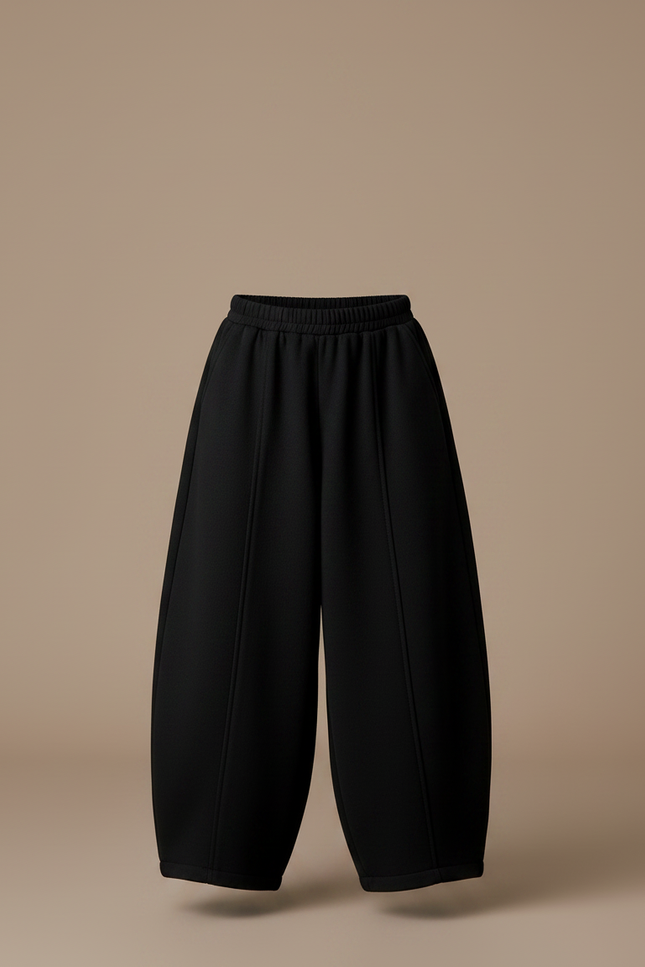 Pantalon Parachute Noir Ample Enfant Hiver - Molleton - vue 3