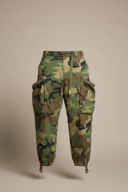 Pantalon Parachute Camouflage Cargo Ample Militaire Homme - Multicolore Toile - vue 3