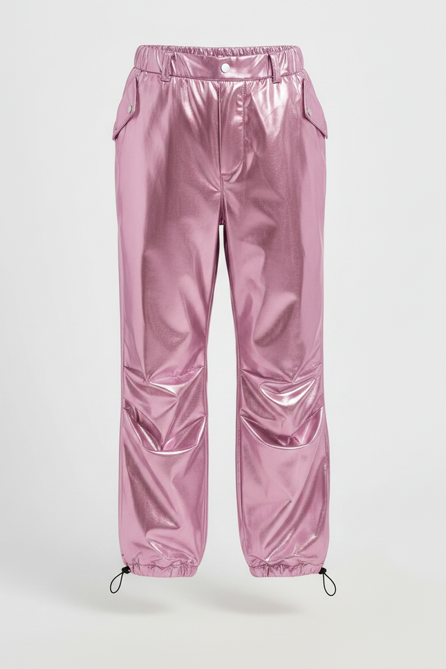 Pantalon Parachute Métallique Rose Ample Brillant Enfant - Polyester - vue 3