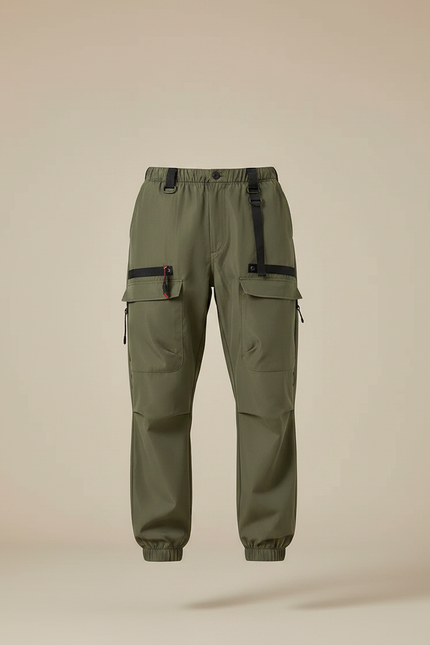 Pantalon Parachute Kaki Cargo Techwear Multi-poches Homme - Polyester - vue 3