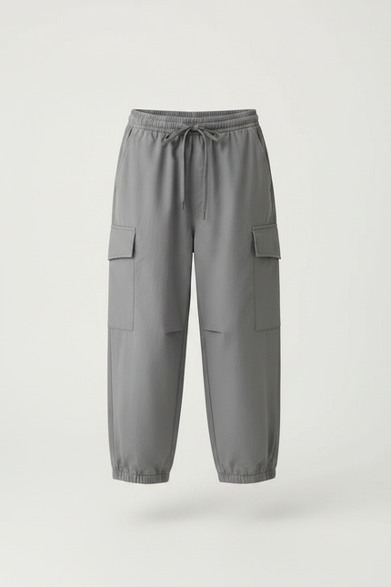 Pantalon Parachute Gris Ample Cargo Coton Enfant - vue 3