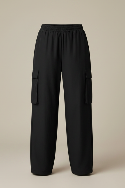 Pantalon Parachute Femme Noir Cargo Nylon - Polyester - vue 3