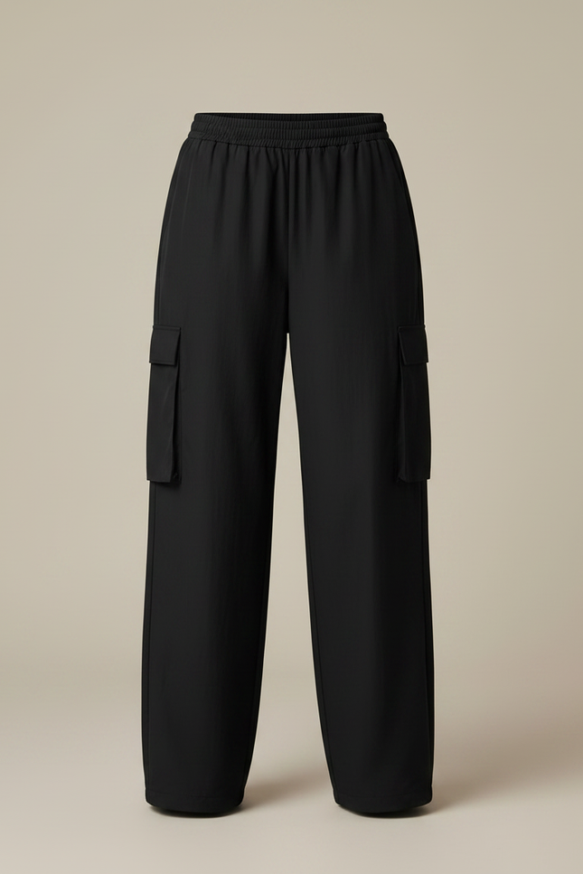 Pantalon Parachute Femme Noir Cargo Nylon - Polyester - vue 3