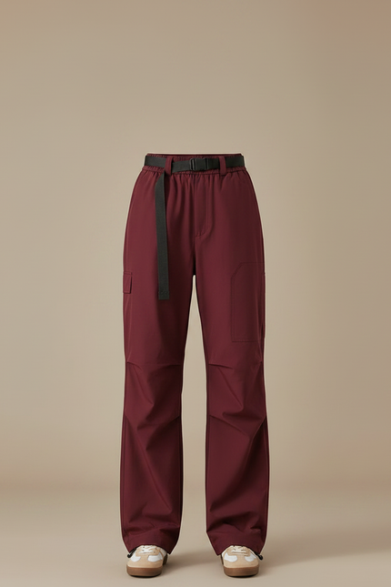 Pantalon Parachute Bordeaux Cargo Ample Fonctionnel Femme - Polyester - vue 3