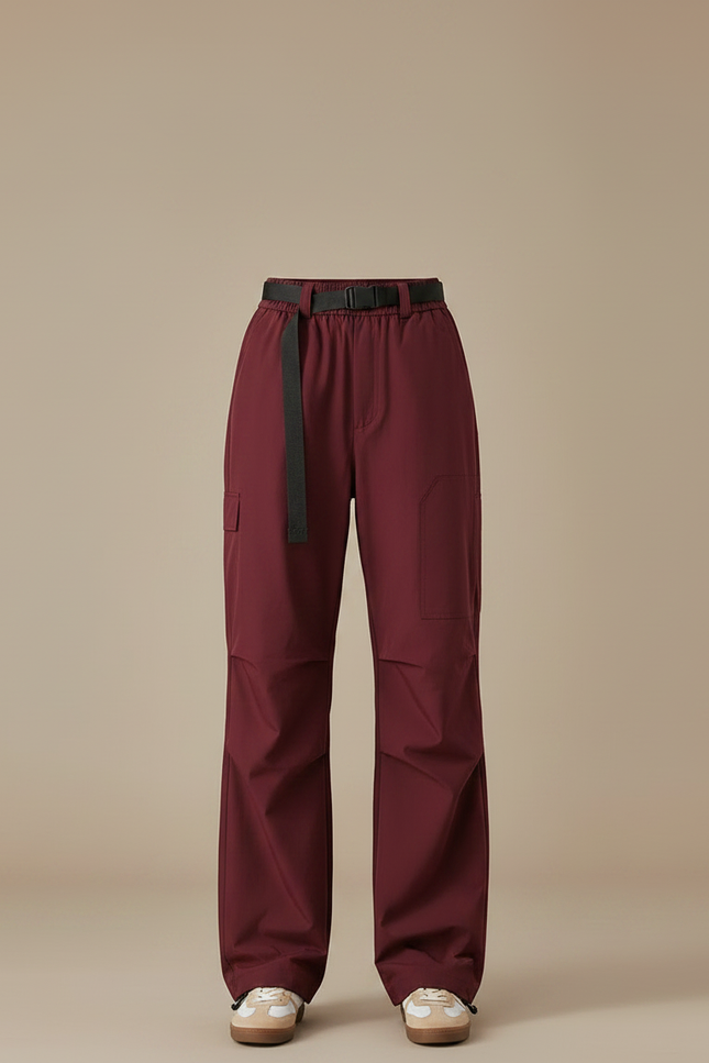 Pantalon Parachute Bordeaux Cargo Ample Fonctionnel Femme - Polyester - vue 3