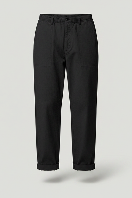 Pantalon Parachute Noir Ample Coton Homme Décontracté - Toile - vue 3
