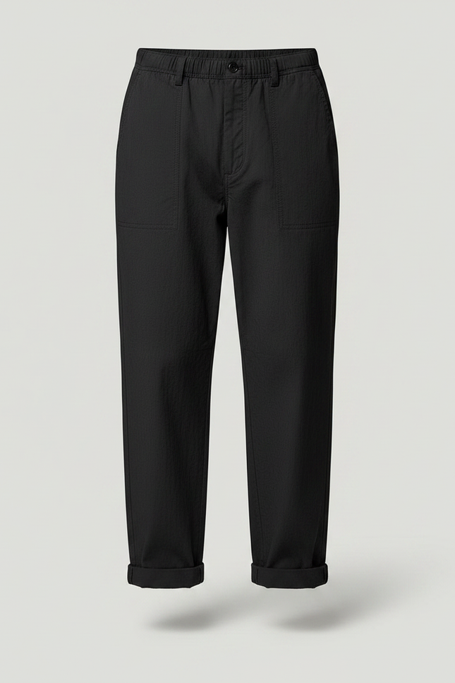 Pantalon Parachute Noir Ample Coton Homme Décontracté - Toile - vue 3