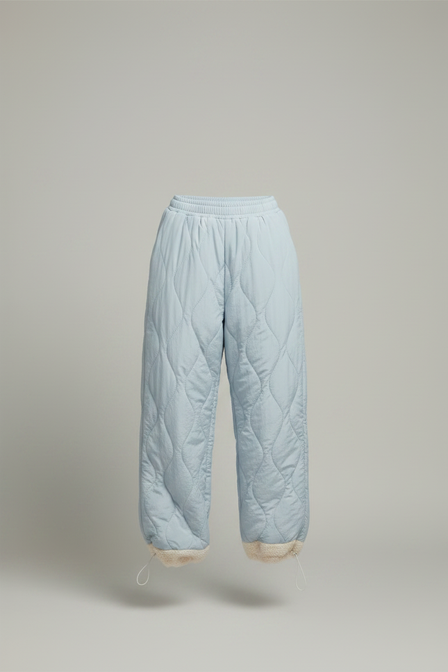 Pantalon Parachute Bleu Matelassé Ample Doublé Polaire - Polyester - vue 3