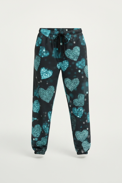Pantalon Parachute Cœurs Scintillants Garçon Décontracté Noir - Molleton - vue 3