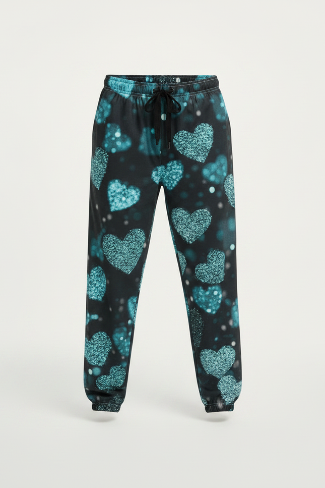 Pantalon Parachute Cœurs Scintillants Garçon Décontracté Noir - Molleton - vue 3