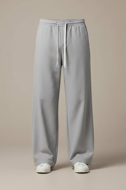 Pantalon Parachute Gris Ample Cordon Décontracté Homme - Coton - vue 3