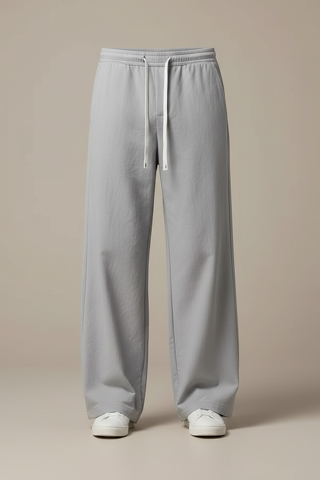 Pantalon Parachute Gris Ample Cordon Décontracté Homme - Coton - vue 3
