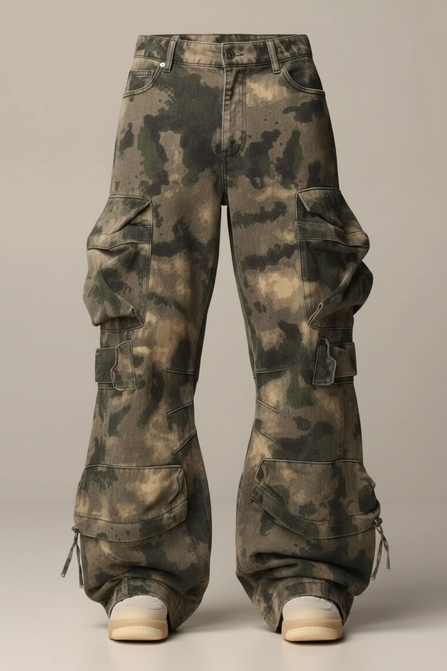 Pantalon Parachute Camouflage Ample Cargo Homme Décontracté - Multicolore Toile - vue 3