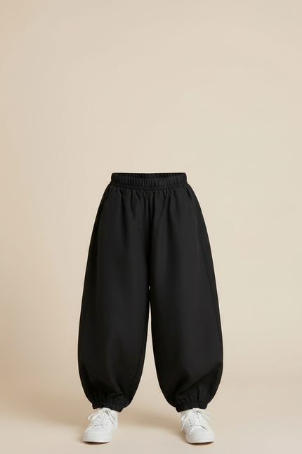 Pantalon Parachute Noir Ample Enfant Minimaliste - Polyester - vue 3