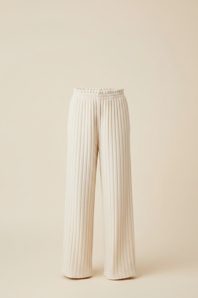 Pantalon Parachute Crème Côtelé Ample Fille - Beige Maille - vue 3