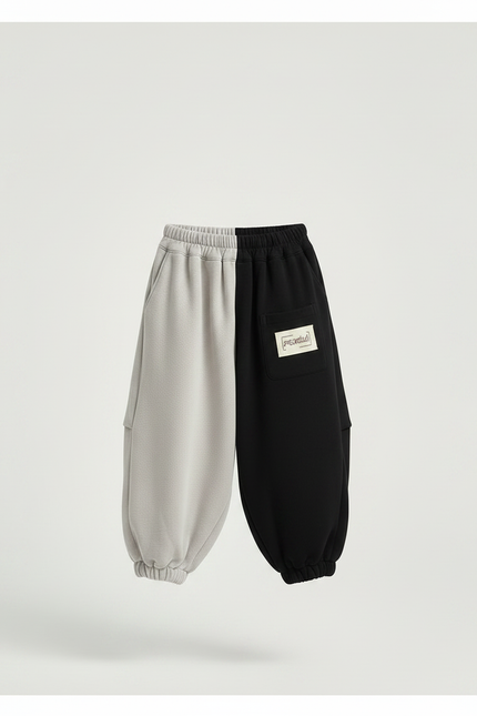 Pantalon Parachute Bicolore Ample Molletonné Enfant Coton - Multicolore - vue 3