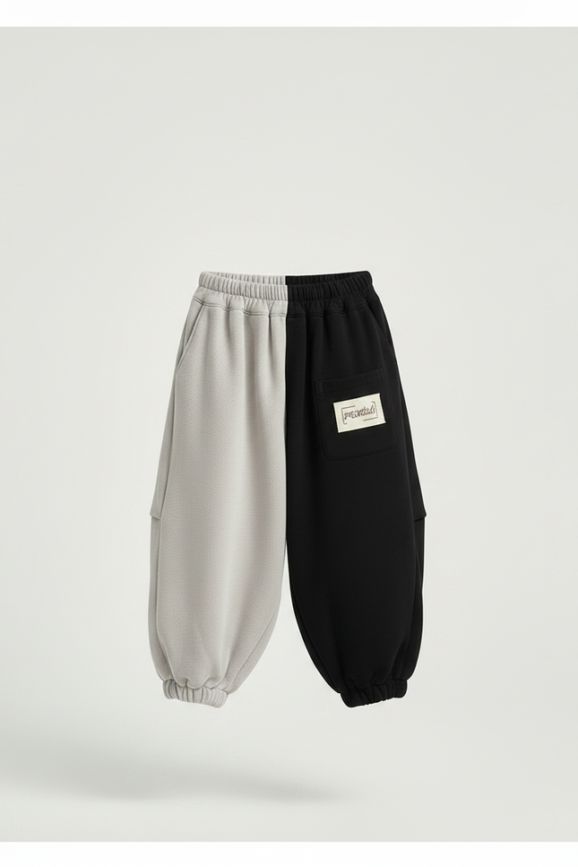 Pantalon Parachute Bicolore Ample Molletonné Enfant Coton - Multicolore - vue 3