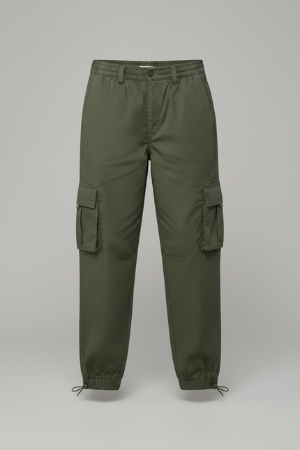Pantalon Parachute Kaki Cargo Ample Multipoches Enfant - Toile - vue 3