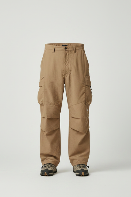 Pantalon Parachute Beige Cargo Ample Outdoor Homme - Polyester - vue 3