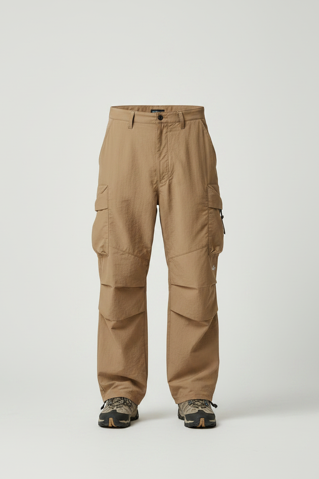 Pantalon Parachute Beige Cargo Ample Outdoor Homme - Polyester - vue 3