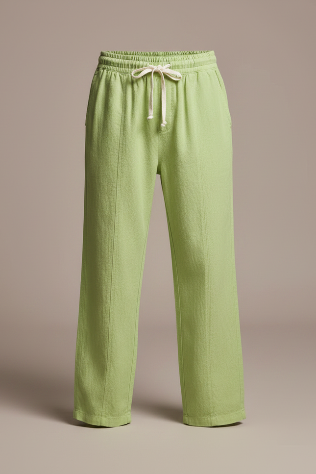 Pantalon Parachute Vert Lin Ample Enfant Décontracté - vue 3