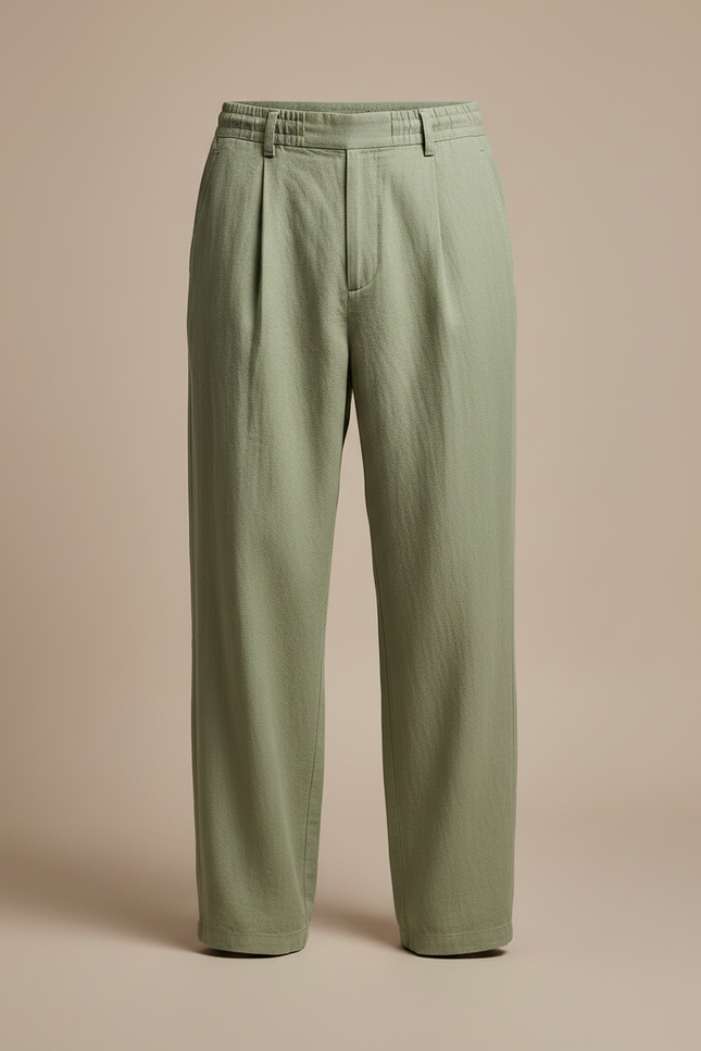 Pantalon Parachute Vert Lin Ample Homme Décontracté Cordon - vue 3