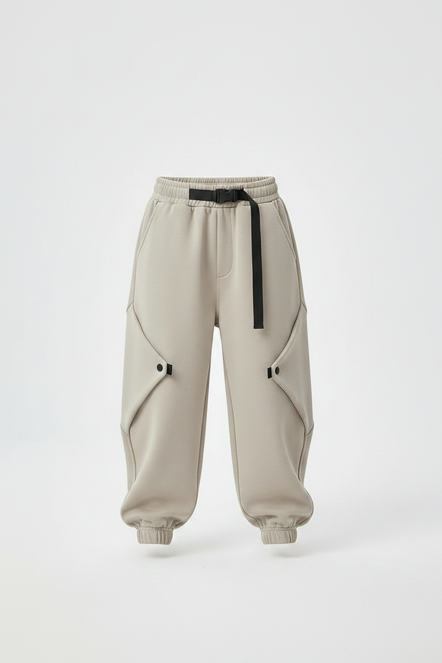 Pantalon Parachute Enfant Beige Ample Cargo Décontracté - Molleton - vue 3