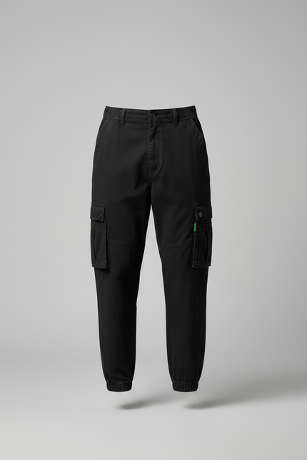Pantalon Parachute Noir Cargo Ample Jogger Homme - Toile - vue 3