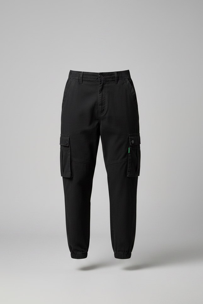 Pantalon Parachute Noir Cargo Ample Jogger Homme - Toile - vue 3