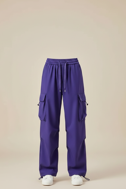 Pantalon Parachute Violet Ample Cargo Fluide Femme - Polyester - vue 3