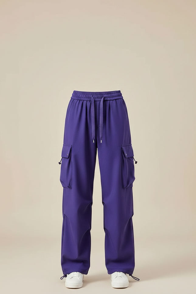 Pantalon Parachute Violet Ample Cargo Fluide Femme - Polyester - vue 3
