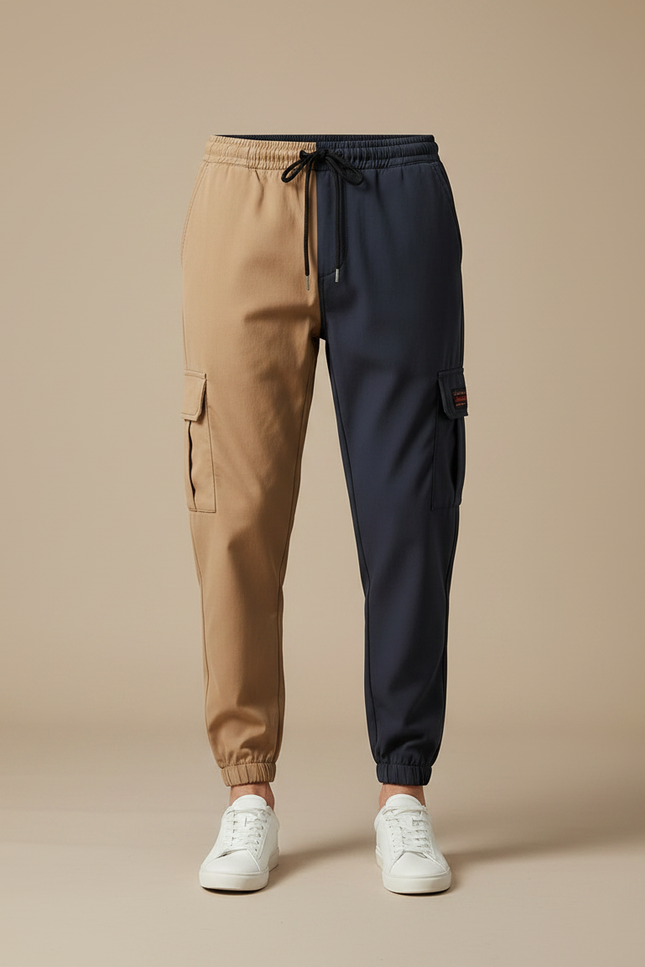 Pantalon Parachute Bicolore Cargo Streetwear Casual Léger - Multicolore Polyester - vue 3