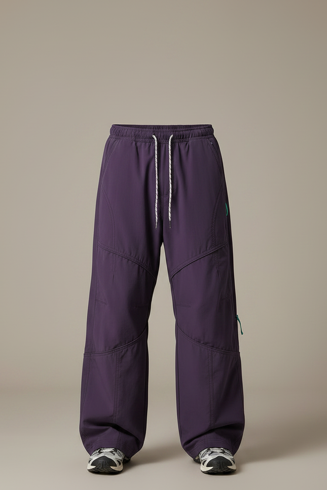 Pantalon Parachute Violet Ample Décontracté Homme Cordon Large - Polyester - vue 3