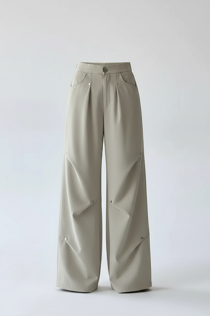 Pantalon Parachute Beige Ample Plissé Décontracté Enfant - Polyester - vue 3