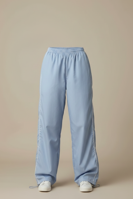 Pantalon Parachute Bleu Ciel Ample Fluide Décontracté - Polyester - vue 3