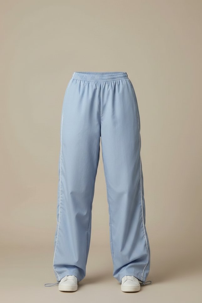 Pantalon Parachute Bleu Ciel Ample Fluide Décontracté - Polyester - vue 3