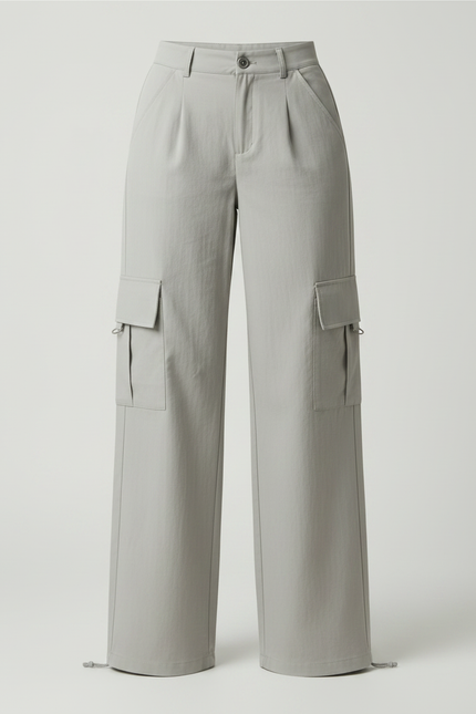 Pantalon Parachute Femme Gris Cargo - Polyester - vue 3