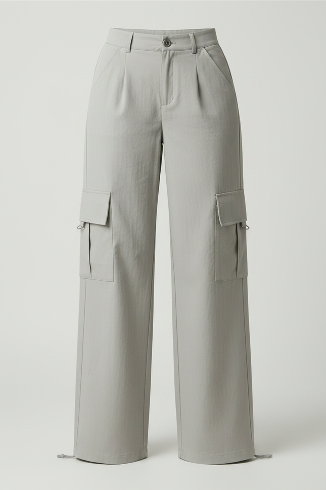 Pantalon Parachute Femme Gris Cargo - Polyester - vue 3