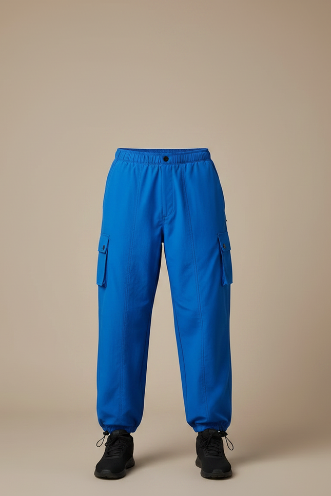 Pantalon Parachute Bleu Électrique Cargo Fluide Décontracté Homme - Polyester - vue 3