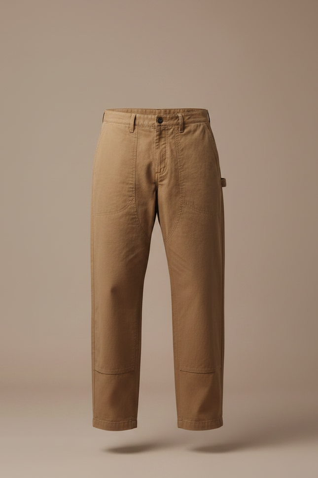 Pantalon Parachute Homme Kaki Baggy Toile Skate - Camel - vue 3