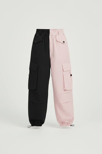Pantalon Parachute Bicolore Cargo Ample Enfant - Multicolore Polyester - vue 3