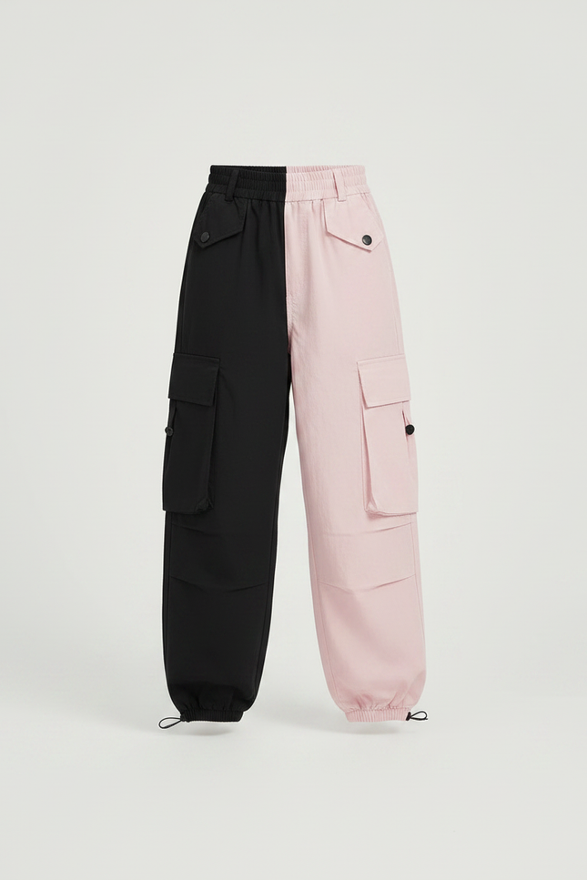 Pantalon Parachute Bicolore Cargo Ample Enfant - Multicolore Polyester - vue 3